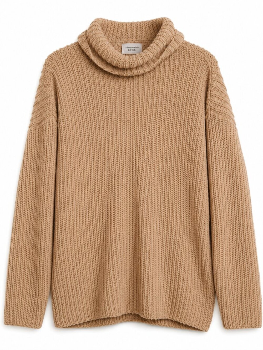 Abercrombie & Fitch Chunky Knit Turtleneck Sweater Women XS Beige Cozy Oversize